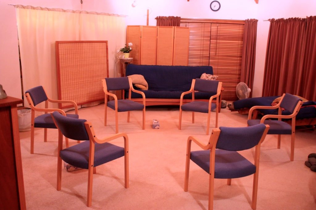 The Room Set Up For A Group